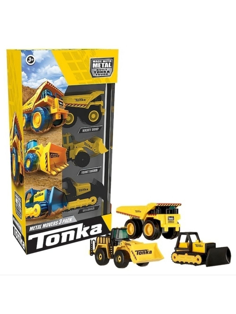 New Tonka Metal Movers 3-Pack Yellow Construction Vehicles Toys